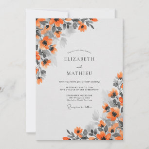 Convite Casamento Elegante de Outono em Laranja Ferrugem
