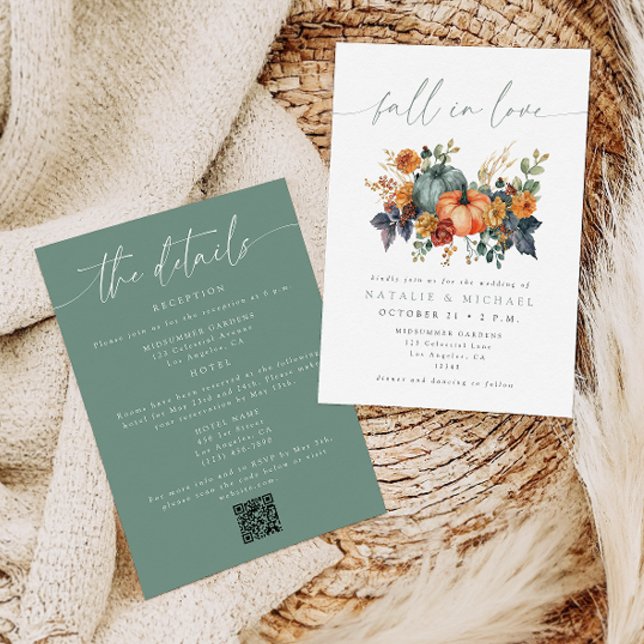 Convite Casamento Elegante de Outono em um Código QR (Criador carregado)
