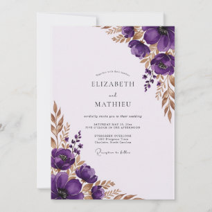 Convite Casamento Elegante de Outono Roxo