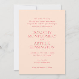 Convite Casamento Elegante de Peach Moderno