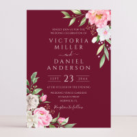 Casamento Elegante De Peões Florais De Aquarelas B