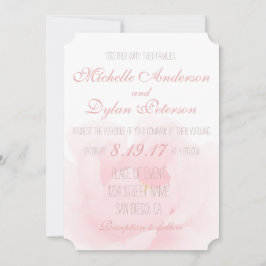 Convite Casamento Elegante de Peônias de Rosas claro de Aq