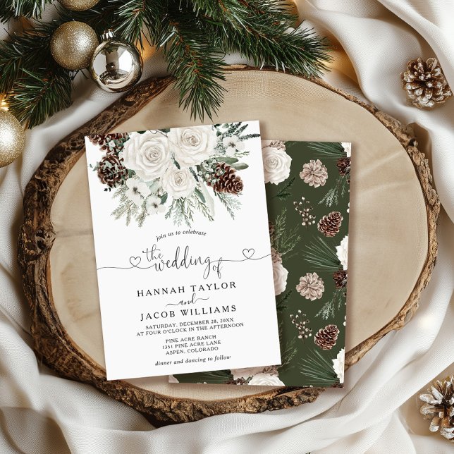 Convite Casamento Elegante de Pinheiro de Inverno (Criador carregado)
