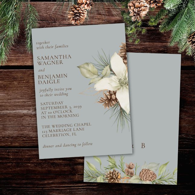 Convite Casamento Elegante de Pinheiro de Inverno Moderno  (Criador carregado)