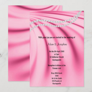 CONVITE CASAMENTO ELEGANTE DE PINK LUXURIOSO SATIN PEARL