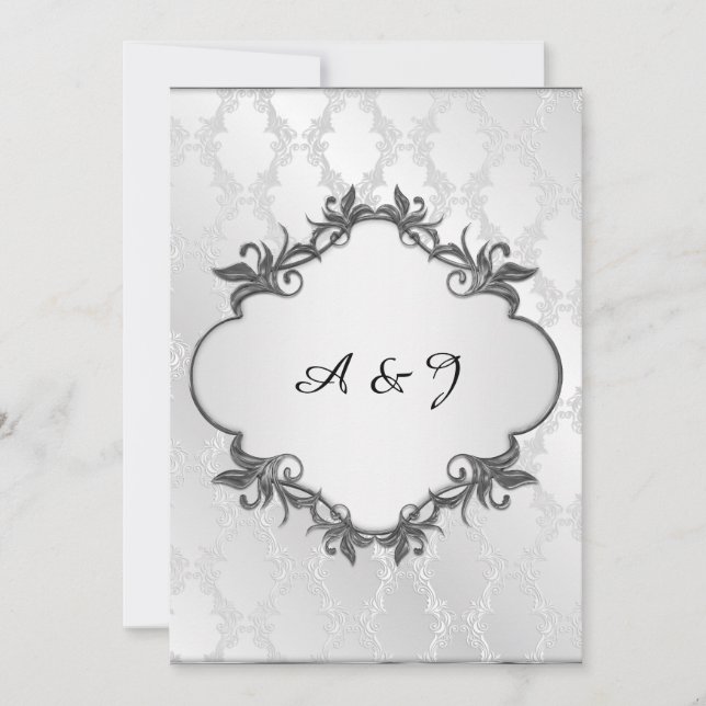 Convite Casamento elegante de prata (Frente)