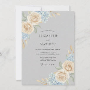 Convite Casamento Elegante de Primavera Cinza