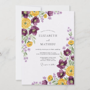 Convite Casamento Elegante de Primavera com Ameixa