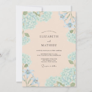 Convite Casamento Elegante de Primavera com Damasco