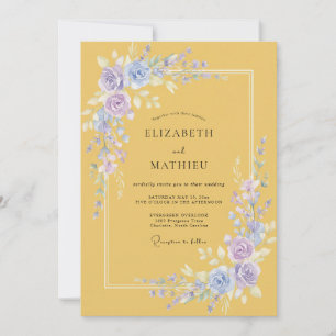 Convite Casamento Elegante de Primavera em Amarelo Mostard