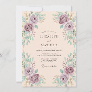 Convite Casamento Elegante de Primavera em Lavanda Poeiren