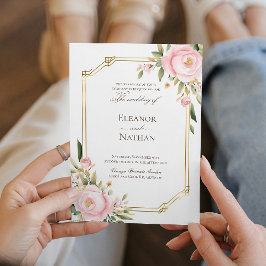 Convite Casamento elegante de primavera no verão de Rosas 