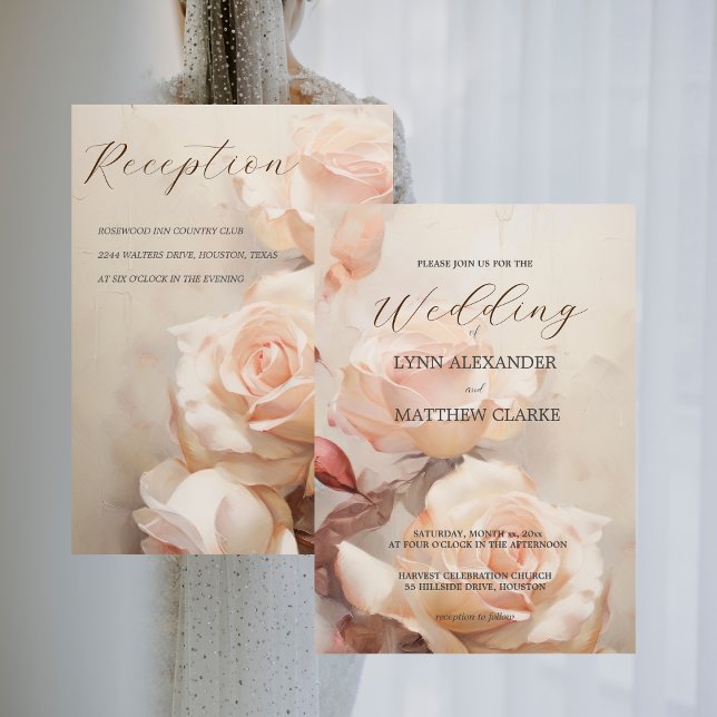 Convite Casamento Elegante de Rosas de Verão (Summer Roses Elegant Wedding Invitation)