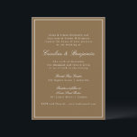 Convite Casamento Elegante de Script Brown Clássico Quente<br><div class="desc">Um convite de casamento refinado com um fundo castanho quente com serifa clássica e tipografia de script para um eterno e aparência sofisticada. Uma borda branca fina enquadra o design, adicionando um toque de elegância. Perfeito para casamentos modernos, rústicos ou de outono, este convite dá o tom para uma celebração...</div>