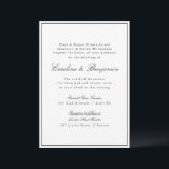 Convite Casamento Elegante de Script de Fronteira Clássica<br><div class="desc">Convite para Casamento Elegante de Script Tradicional Formal com Borda Estreita em Preto</div>