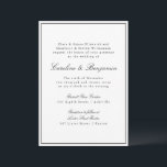Convite Casamento Elegante de Script de Fronteira Clássica<br><div class="desc">Convite para Casamento Elegante de Script Tradicional Formal com Borda Estreita em Preto</div>
