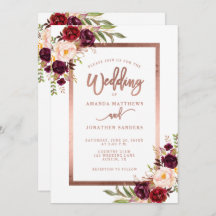 Casamento Elegante de Script Dourado do Burgundy F