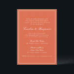 Convite Casamento Elegante de Script Laranja de Quente Clá<br><div class="desc">Um convite refinado de casamento com um fundo cor de laranja quente com serifa clássica e tipografia de script para um eterno e aparência sofisticada. Uma borda branca fina enquadra o design, adicionando um toque de elegância. Perfeito para casamentos modernos, rústicos ou de outono, este convite dá o tom para...</div>