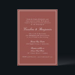 Convite Casamento Elegante de Script Vermelho Clássico de<br><div class="desc">Um convite de casamento de eterno com um rico fundo vermelho ferrugem com serifa clássica e tipografia de roteiro para um olhar refinado e sofisticado. Uma fina fronteira branca adiciona um toque de elegância, fazer-a perfeita para casamentos modernos, rústicos ou de outono. Ideal para casais que buscam um simples design...</div>