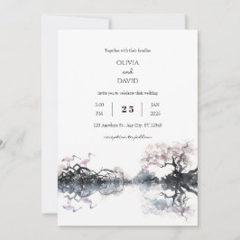 Convite Casamento Elegante de Spoonbill Casal Watercolor B