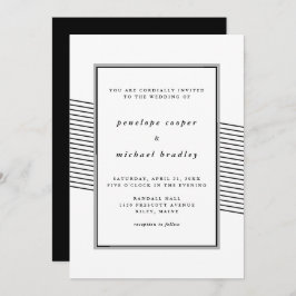 Convite Casamento Elegante de Stripes Negras e Brancas