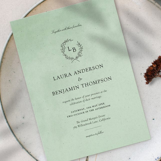 Convite Casamento Elegante De Textura De Mint Velvet (Criador carregado)