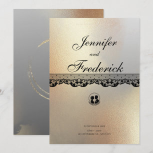 Convite Casamento Elegante de Tinta Álcool Dourada
