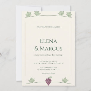 Convite Casamento Elegante de Uva de Vinha