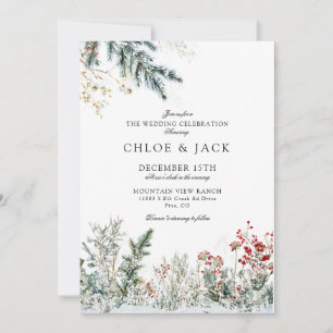 Convite Casamento Elegante de Vegetação de Inverno