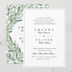 Convite Casamento Elegante De Verde Botânico Do Branch Ole