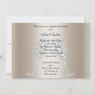 Convite CASAMENTO ELEGANTE DE Vidro de Champanhe de Diaman