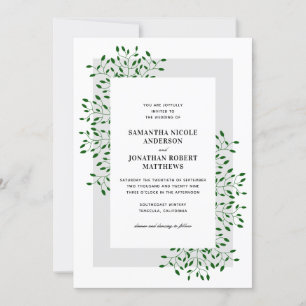 Convite Casamento Elegante de Vines Verde Emerald