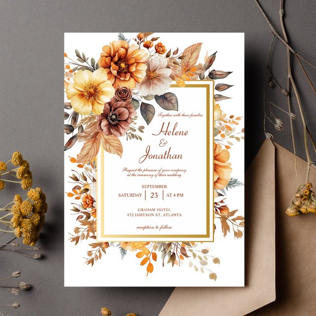 Convite Casamento Elegante do Jardim de Terra Laranja Quei (Burnt Orange Terracotta Garden Elegant Wedding Invitation)