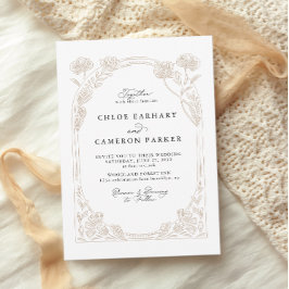 Convite Casamento Elegante do Jardim Rosa de Caligrafia