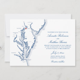 Convite Casamento Elegante do Mapa de Earlville Maryland