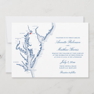 Convite Casamento Elegante do Mapa de Earlville Maryland