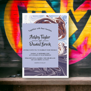 Convite Casamento elegante do Marinho de Arte Abstrato mín