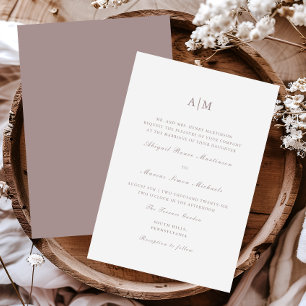 Convite Casamento Elegante do Monograma de Taupe