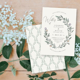 Convite Casamento Elegante do Pastel Floral Crest Pastel R