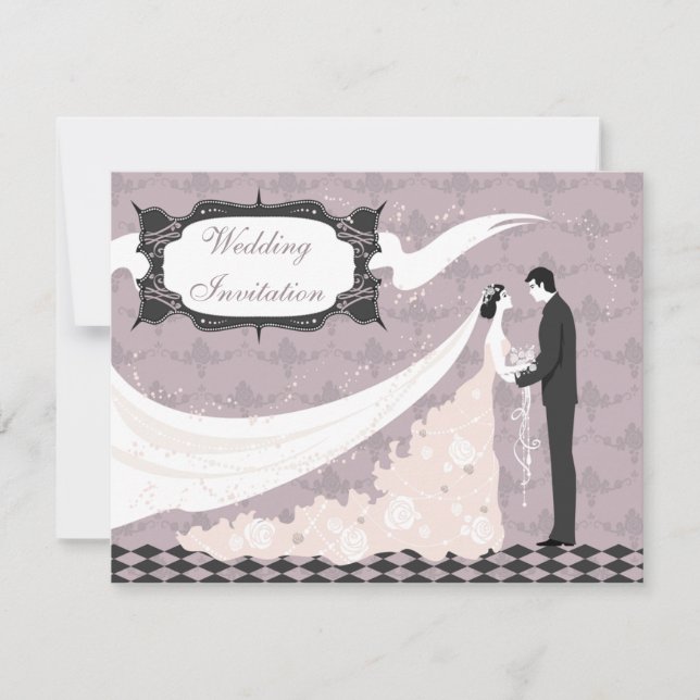 Convite Casamento elegante do vetor da noiva & do noivo (Frente)