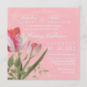 Convite Casamento elegante do vintage botânico da tulipa