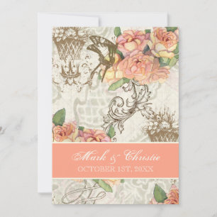 Convite Casamento elegante dos rosas de n de Flutterbyes '