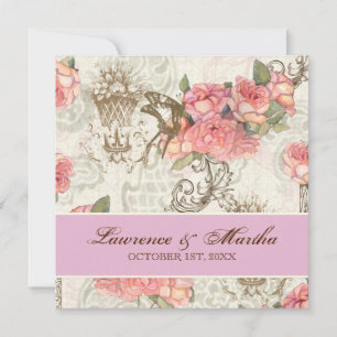 Convite Casamento Elegante dos Rosas - Pink-Lav