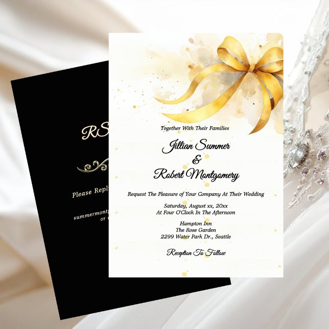 Convite Casamento Elegante Dourado (Elegant Gold Wedding Invitation)