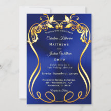 Casamento Elegante Dourado Azul