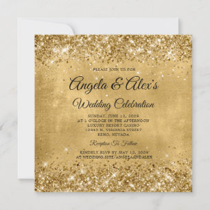 Convite Casamento Elegante Dourado Brilhante