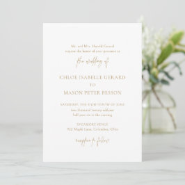 Convite Casamento Elegante Dourado Clássico
