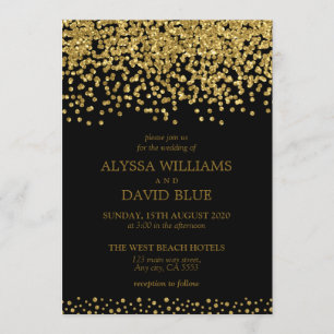 Convite Casamento Elegante Dourado de Faux Foil Confetti