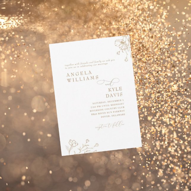 Convite Casamento Elegante Dourado e Branco Sem Pais (Criador carregado)