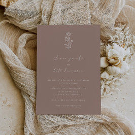 Convite Casamento Elegante Dusty Rosa Minimal